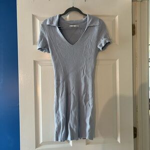 Abercrombie & Fitch Light Blue Collared Ribbed Knit Dress